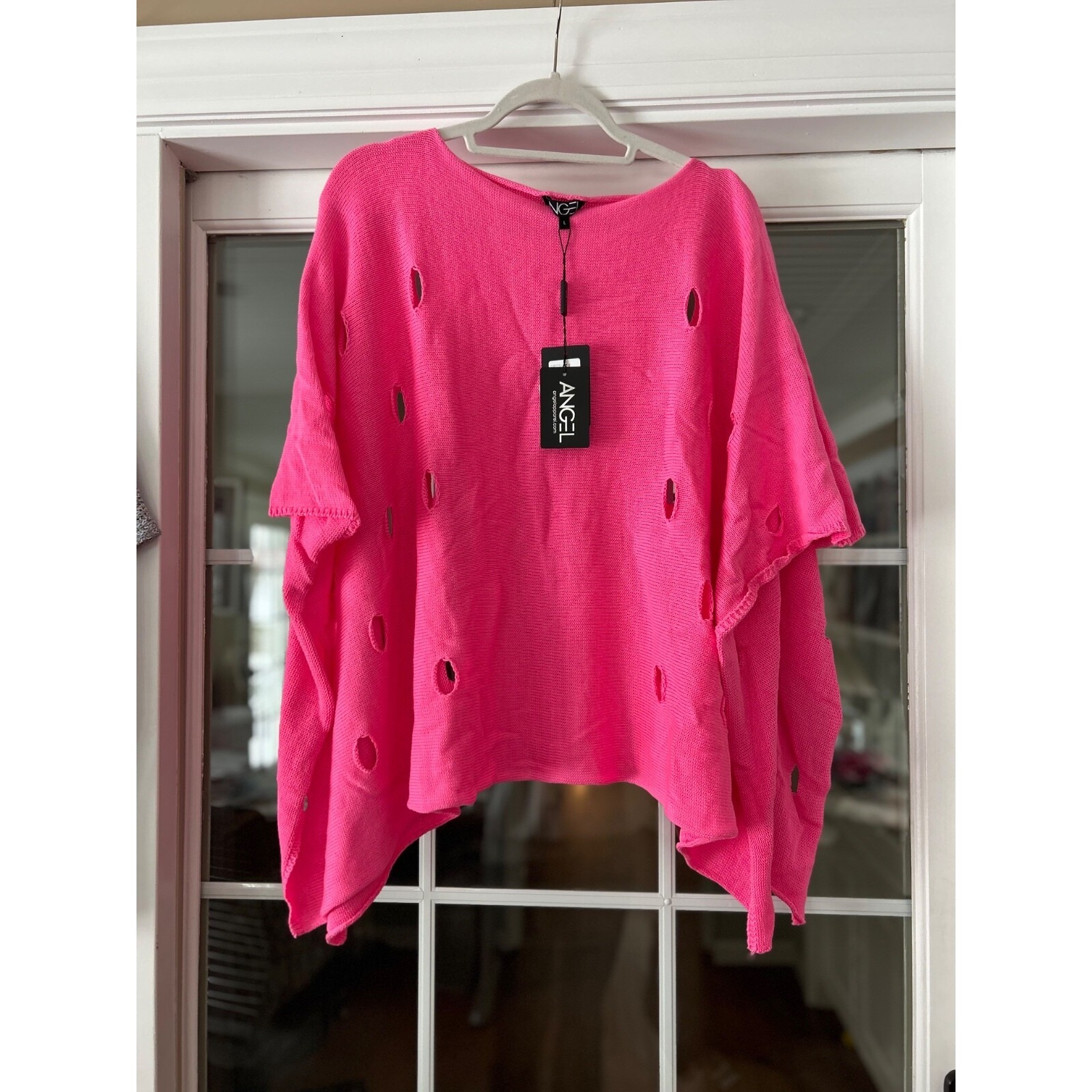Angel Apparel Cut Out Poncho In Pink Size Large Nwt Orig $193